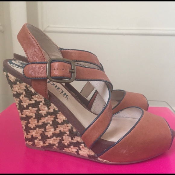 Anthropologie Pink studio strappy wedge heels - Picture 2 of 5